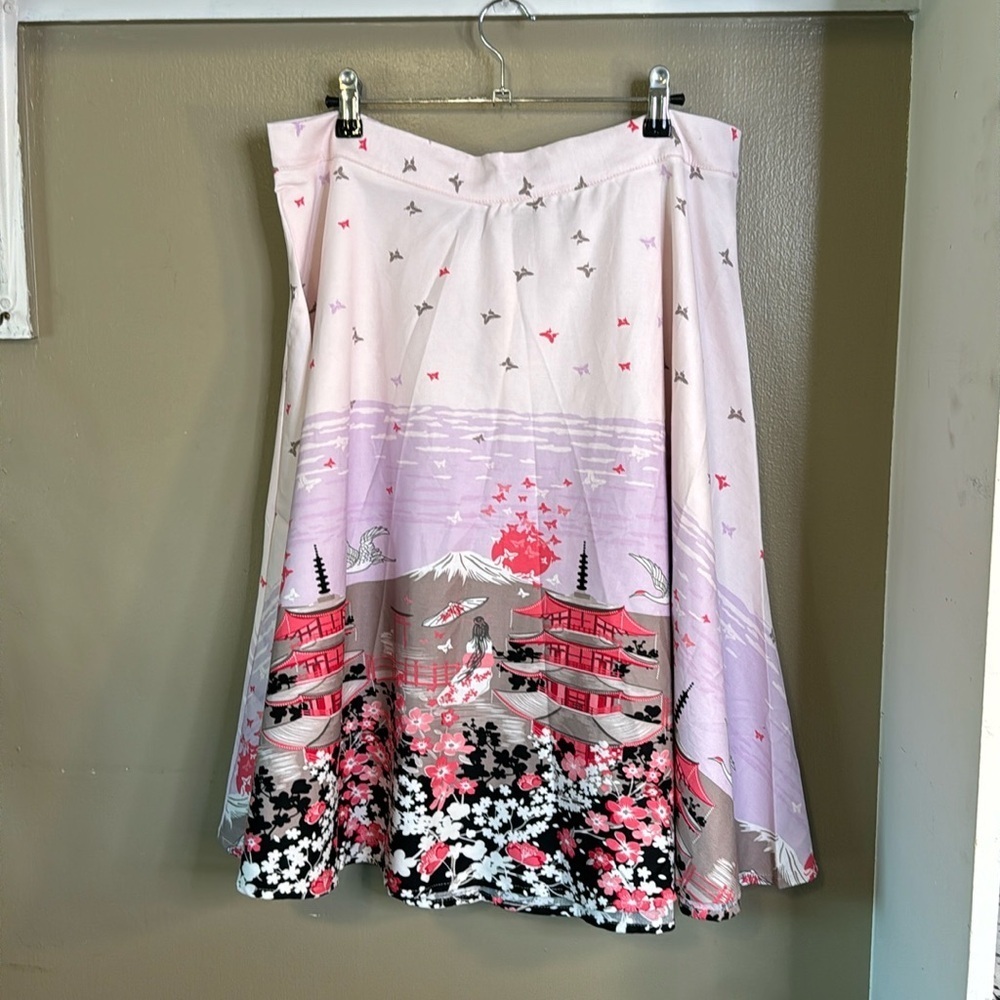 NWT Musever Pink Cherry Blossom Printed Fit Flare Skirt